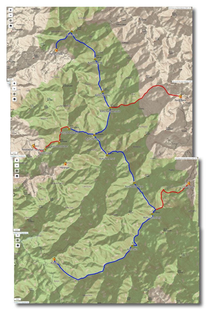 Peta jalur Thru Hike Latimojong